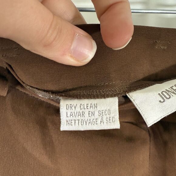 Jones New York Silk Pants Women's 14 Brown Lined Flat Front High Rise - Picture 6 of 10
